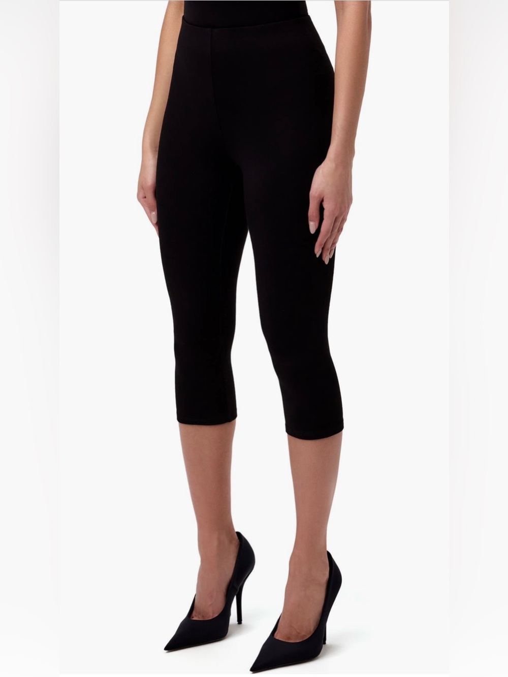 naked wardrobe Black Capri Leggings - Sleek Cropped Leg